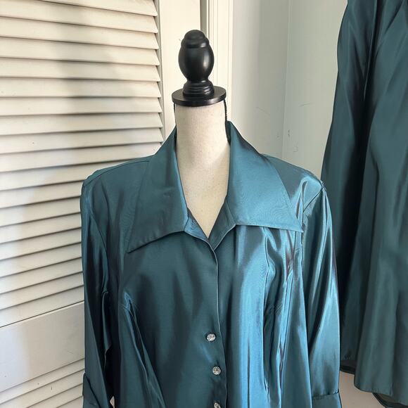 JS COLLECTION Womens Skirt Set 24 Teal Blue Metallic Wedding Mother Bride Formal - Picture 3 of 16